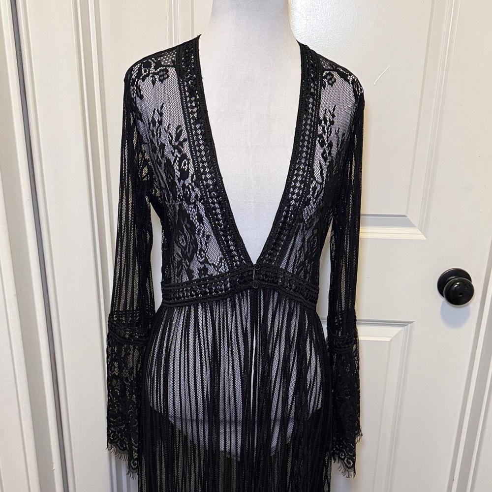 Express Black Lace Duster Size Small
